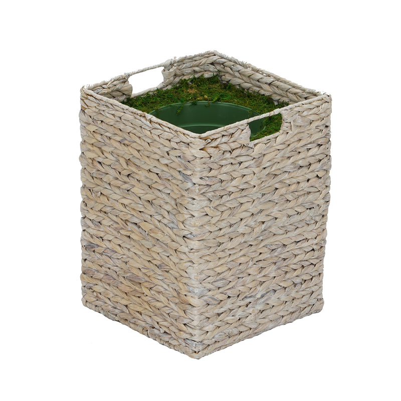 Large Square Water Hyacinth Basket Planter Pot-in-a-Pot