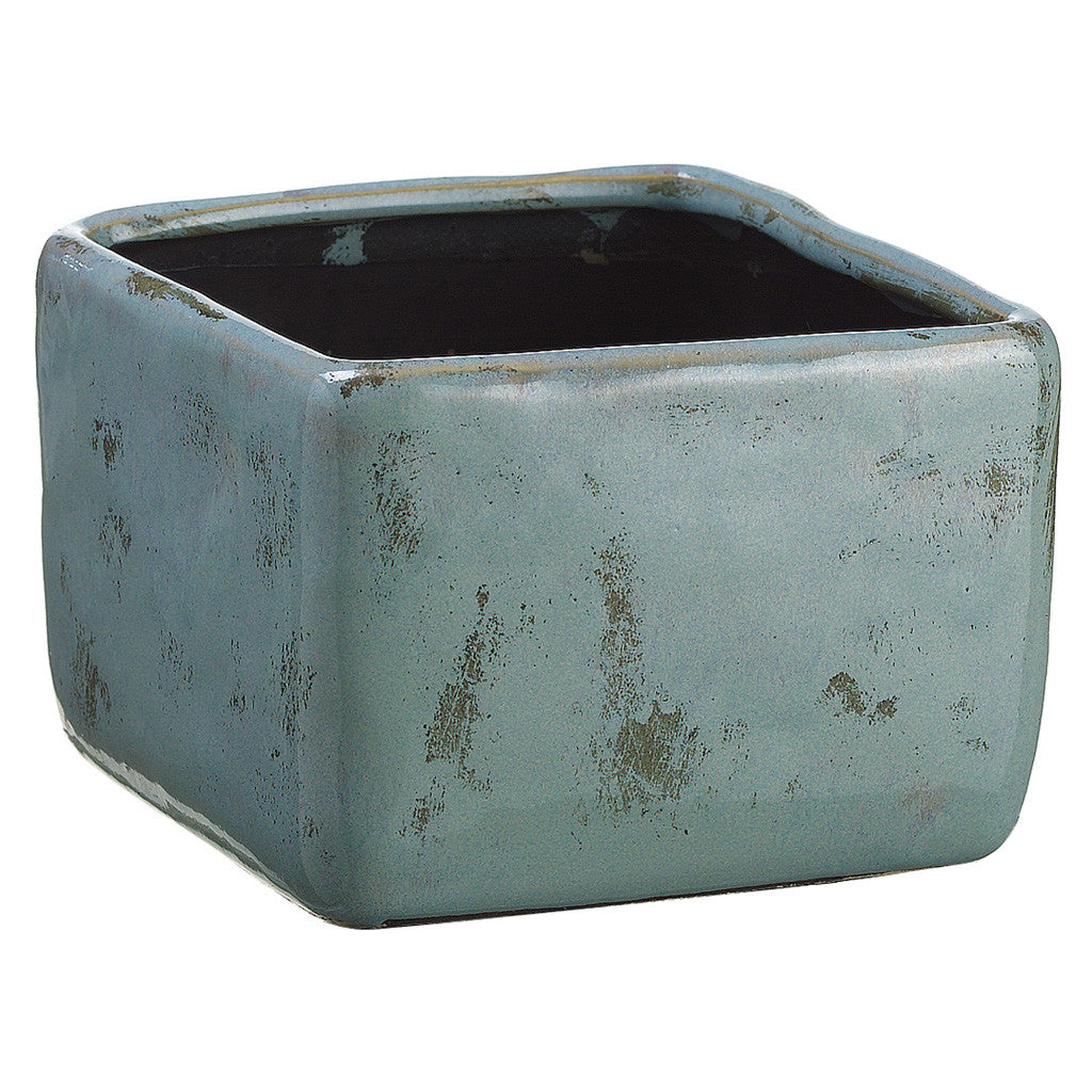 Light Green/Blue 4" Terra Cotta Vase/Planter - House of Silk Flowers®