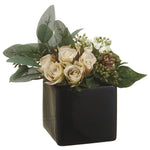 Artificial Rose/Viburnum Berry in Ceramic Vase - House of Silk Flowers®
 - 3