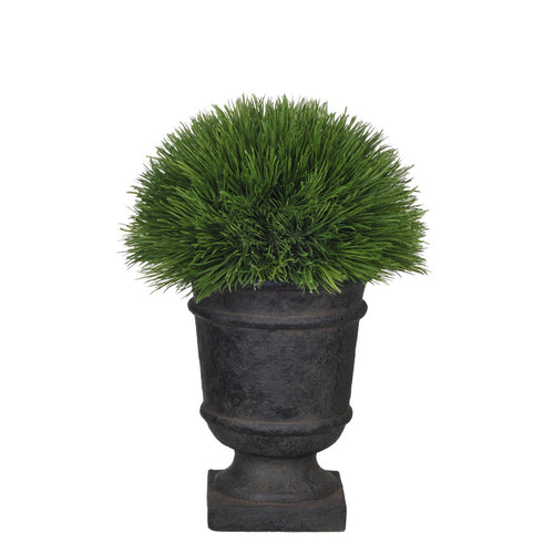 Artificial Pine Grass Half Ball Topiary in Stone-Look Urn - House of Silk Flowers®
 - 1