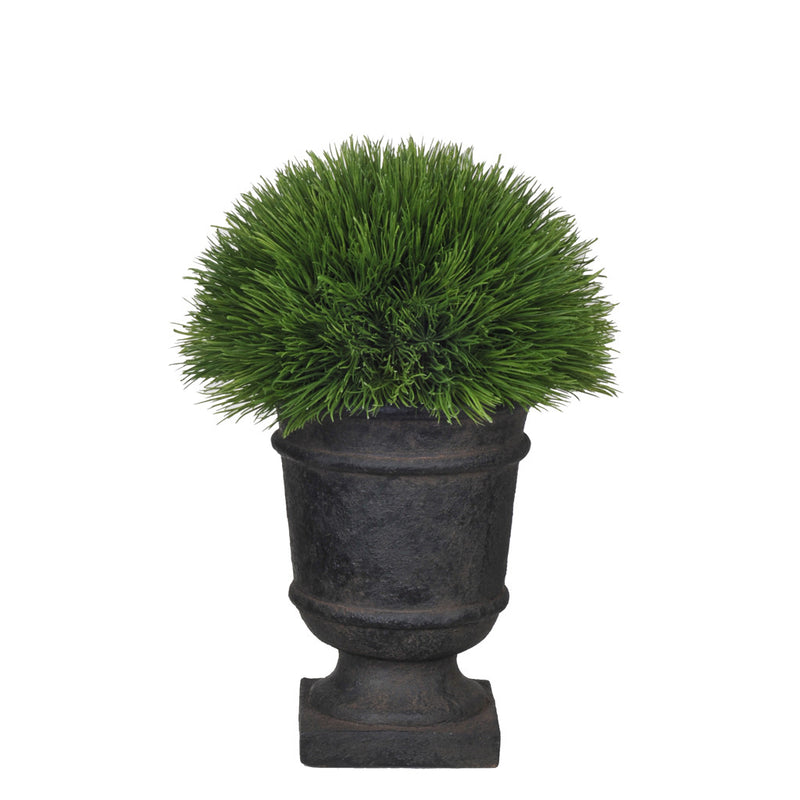Artificial Pine Grass Half Ball Topiary in Stone-Look Urn - House of Silk Flowers®
 - 1