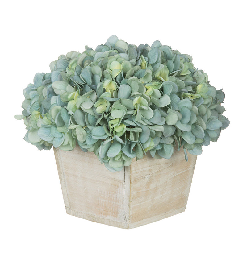 Artificial Hydrangea in White-Washed Wood Cube - House of Silk Flowers®
 - 5