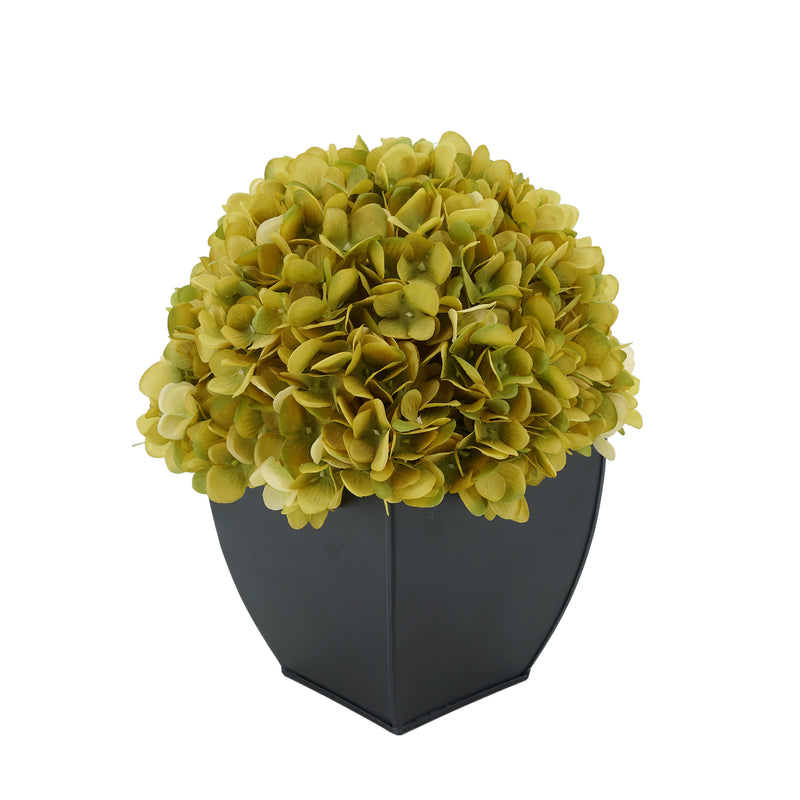 Artificial Sage Hydrangea in Black Tapered Zinc Cube House of Silk Flowers®
