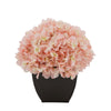 Artificial Hydrangea in Matte Brown Tapered Zinc Cube pink