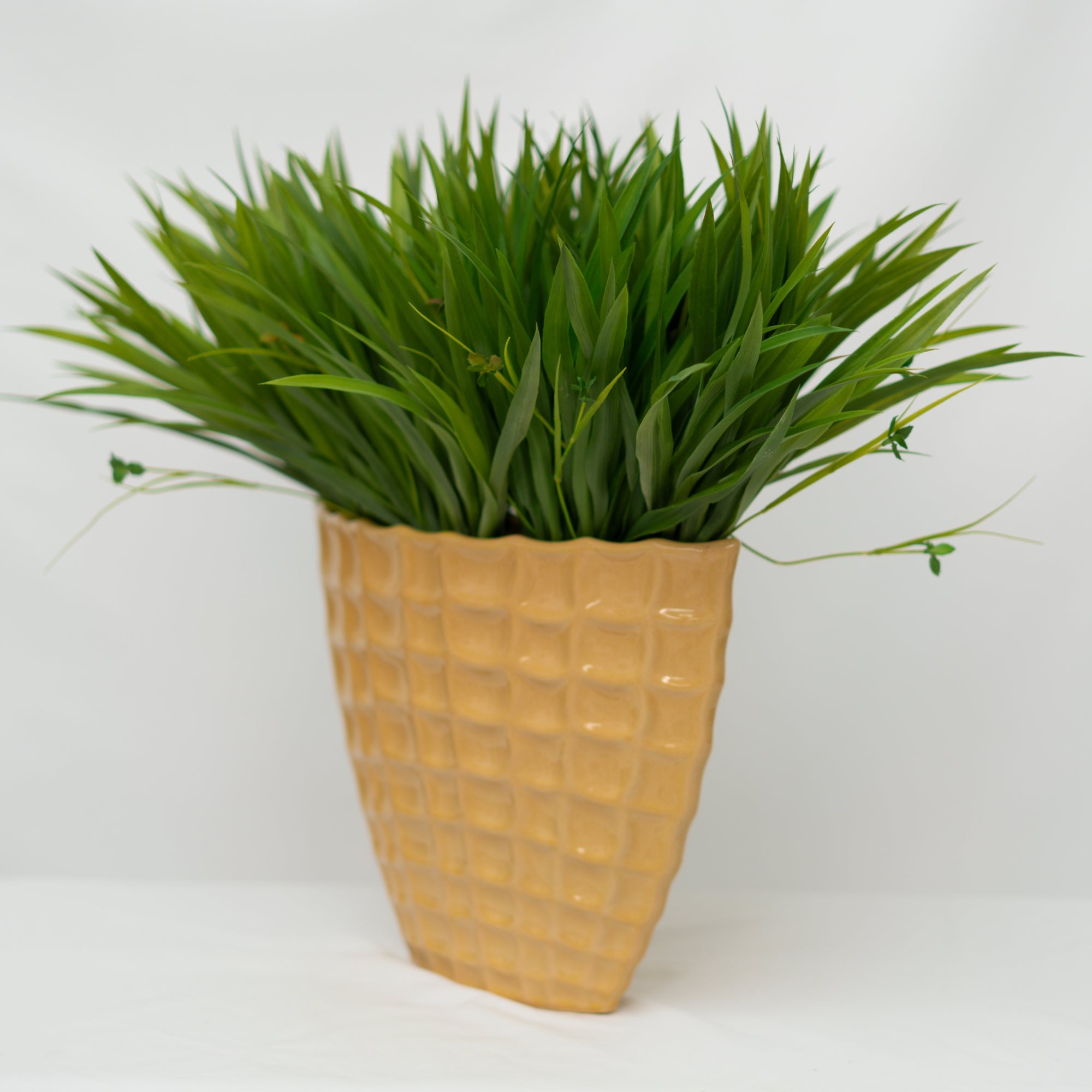 25" Wild Grass in Glossy White Ceramic
