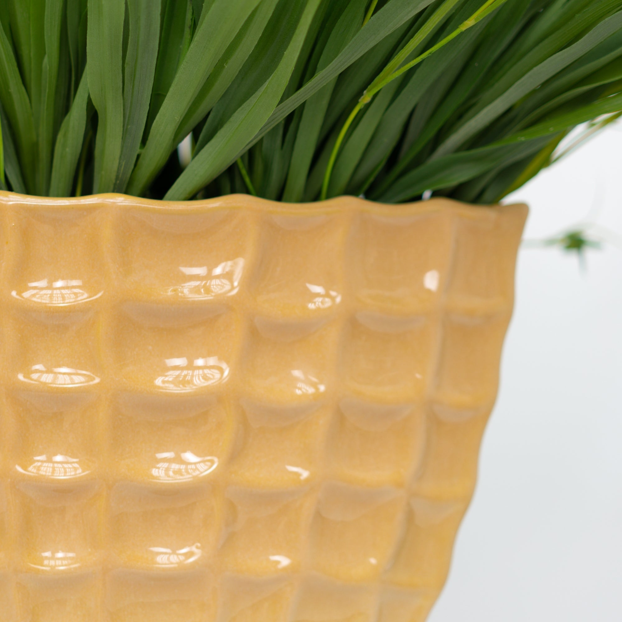25" Wild Grass in Glossy White Ceramic