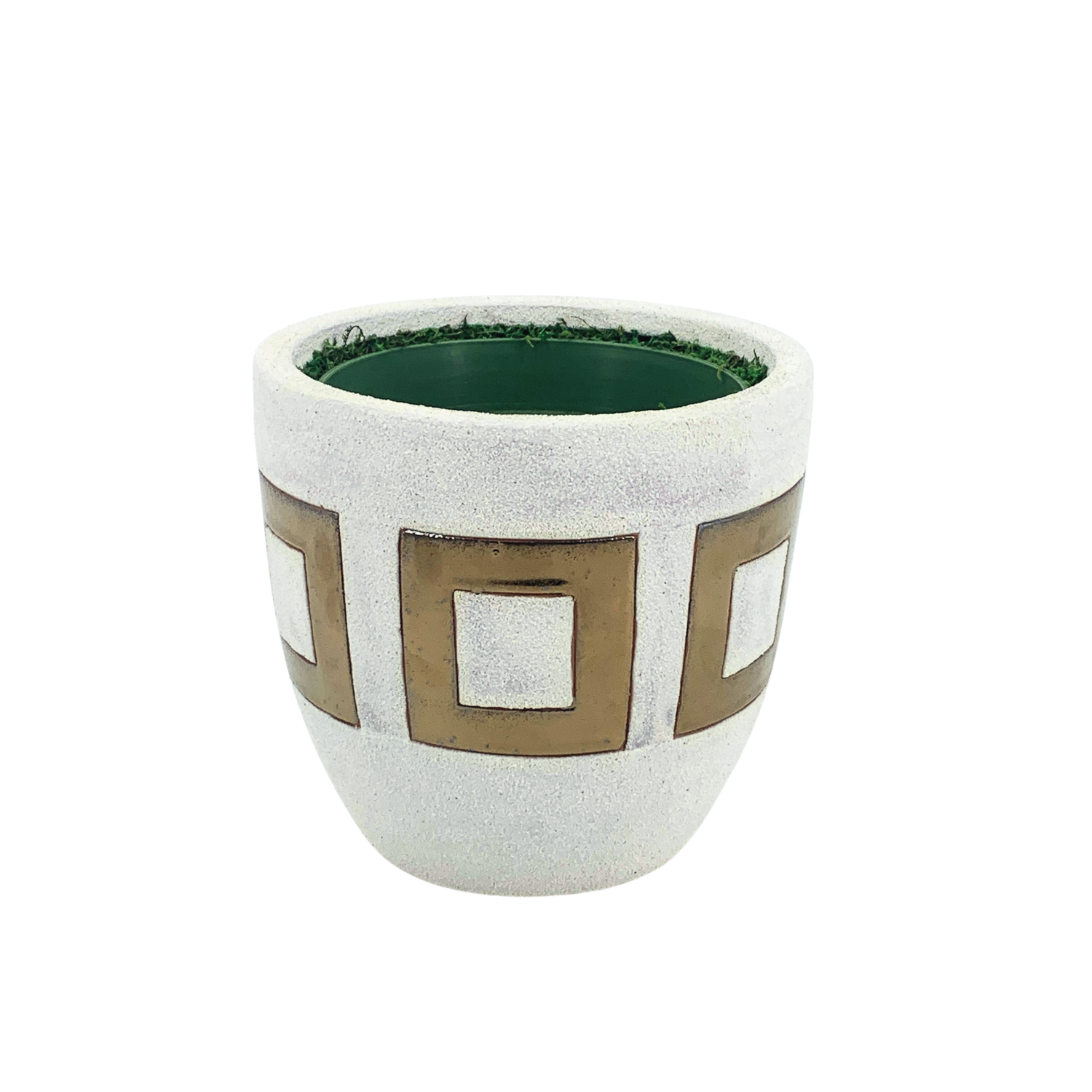 Sandy White & Gold Tapered Round Ceramic Pot-in-a-Pot Container