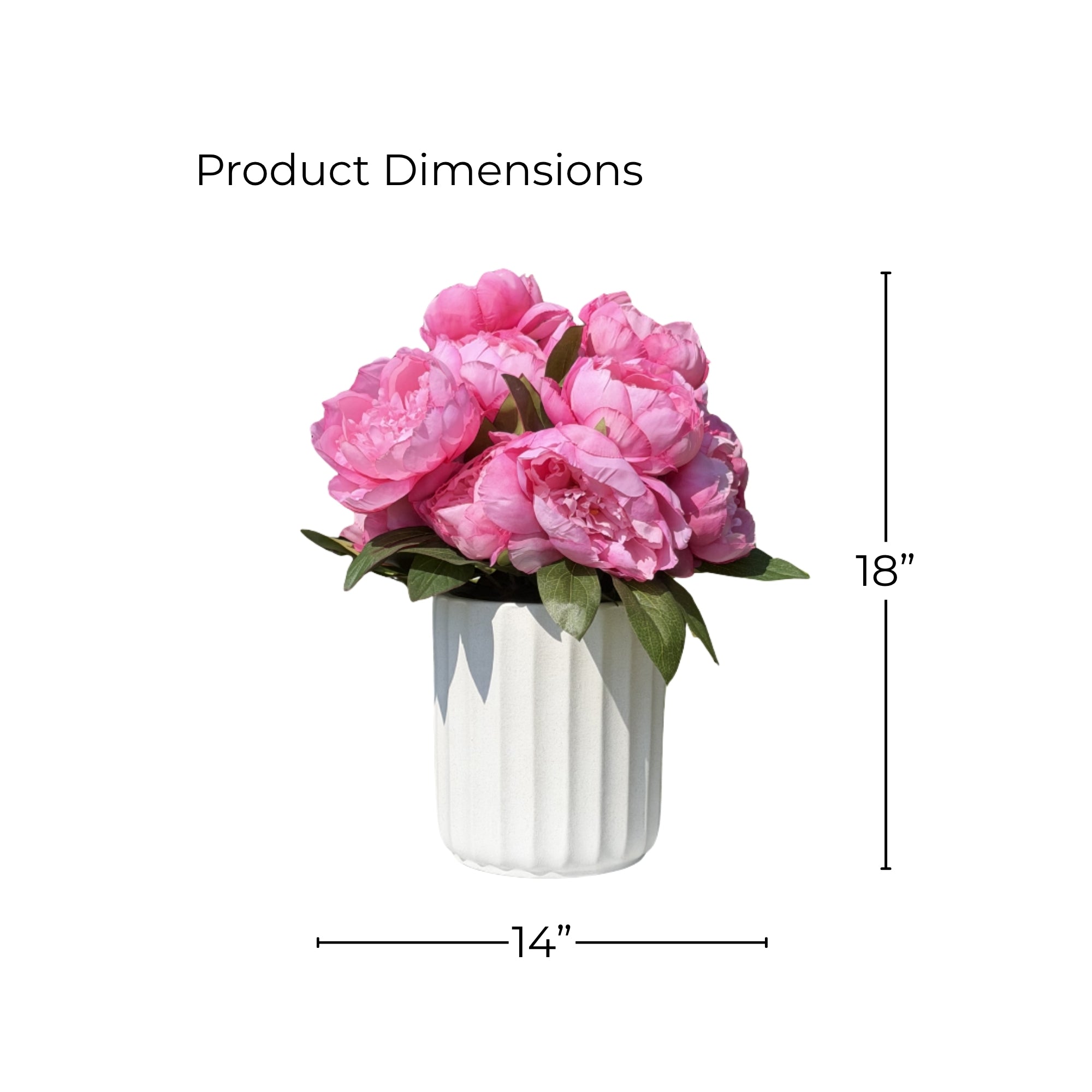 18" Faux Pink Peonies in Ceramic Cylinder Vessel