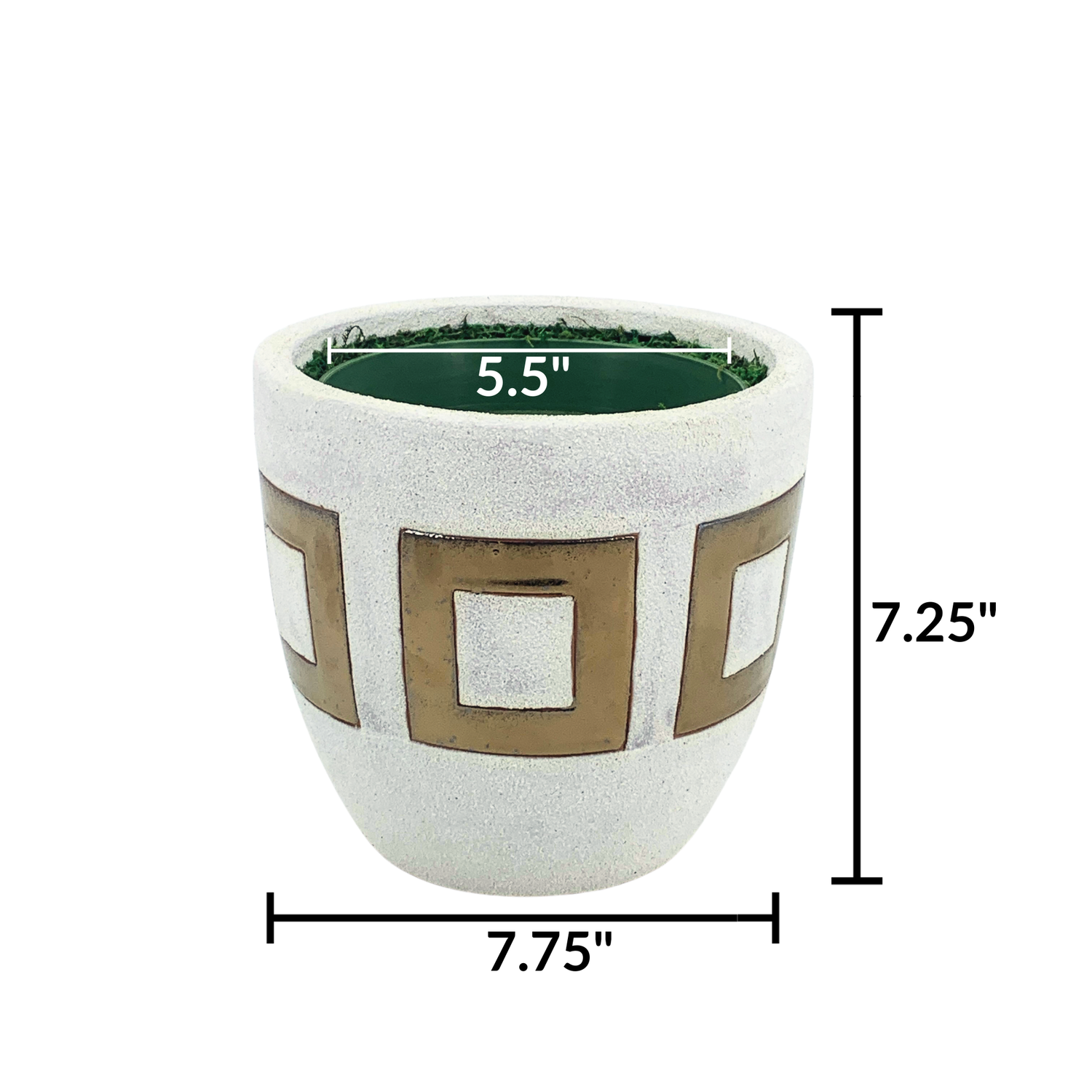 Sandy White & Gold Tapered Round Ceramic Pot-in-a-Pot Container