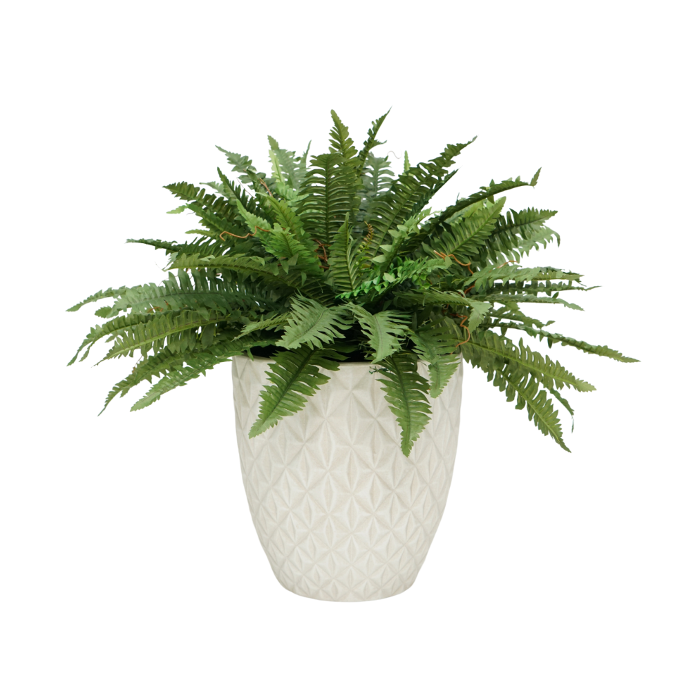 29" Faux Fern in Stone Wash Tapered Ceramic Pot