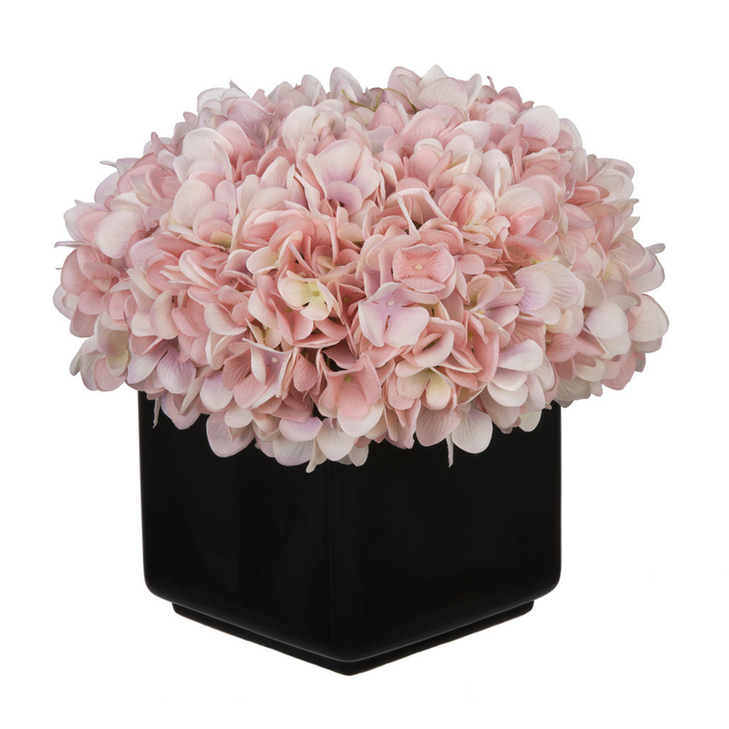 Artificial Hydrangea in Large Black Cube Ceramic