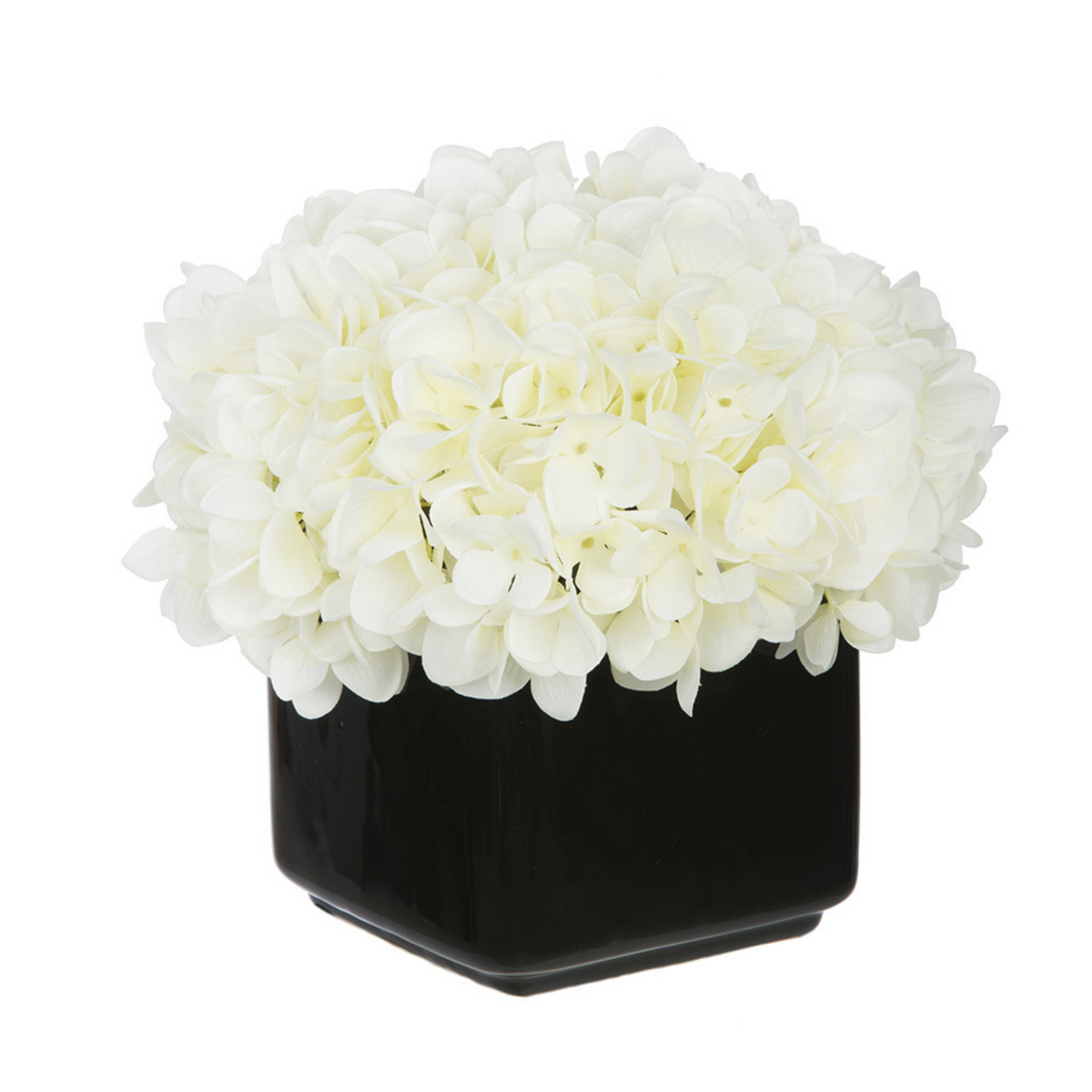 Artificial Hydrangea in Small Black Cube Ceramic