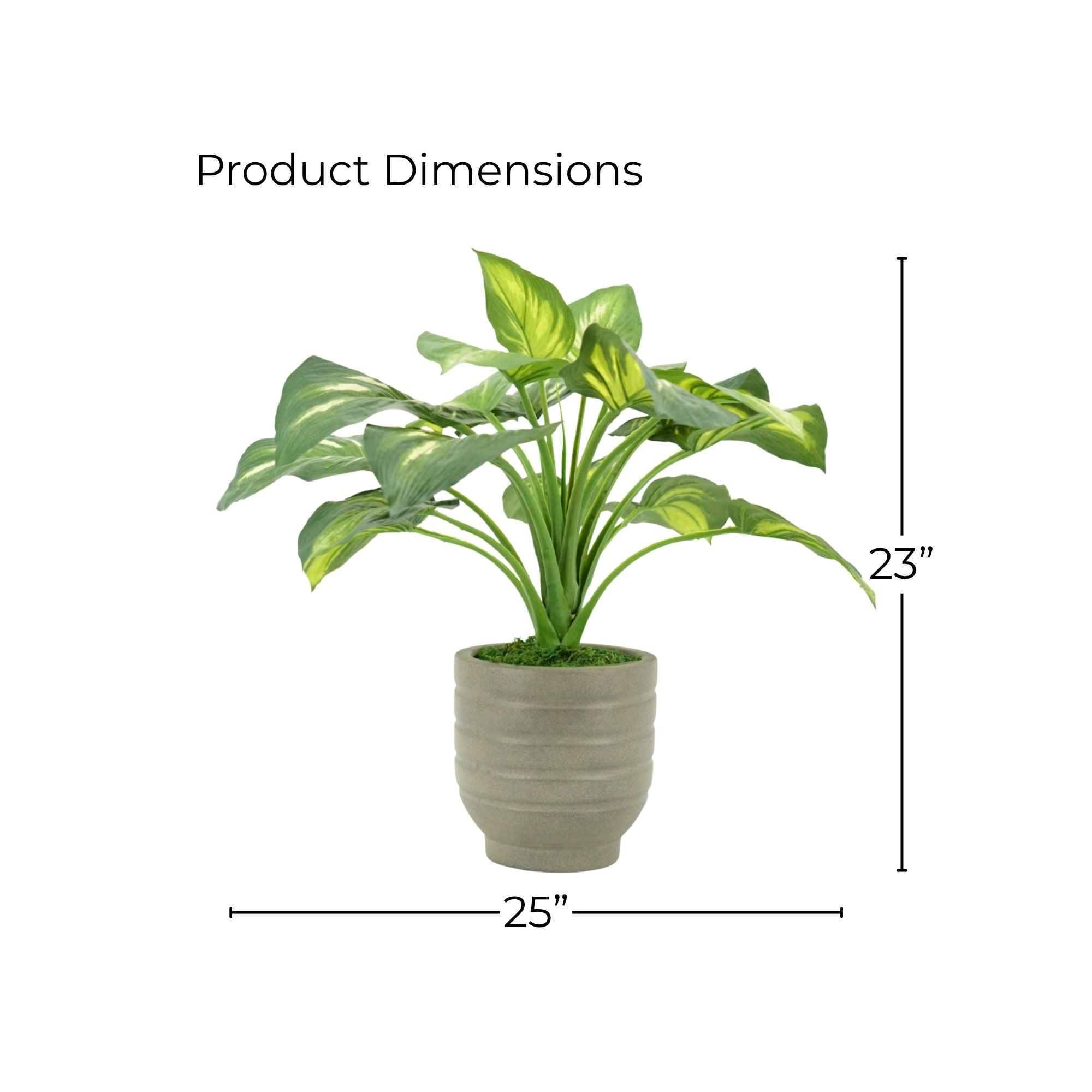 23" Small Faux Hosta in Cement Gray Planter