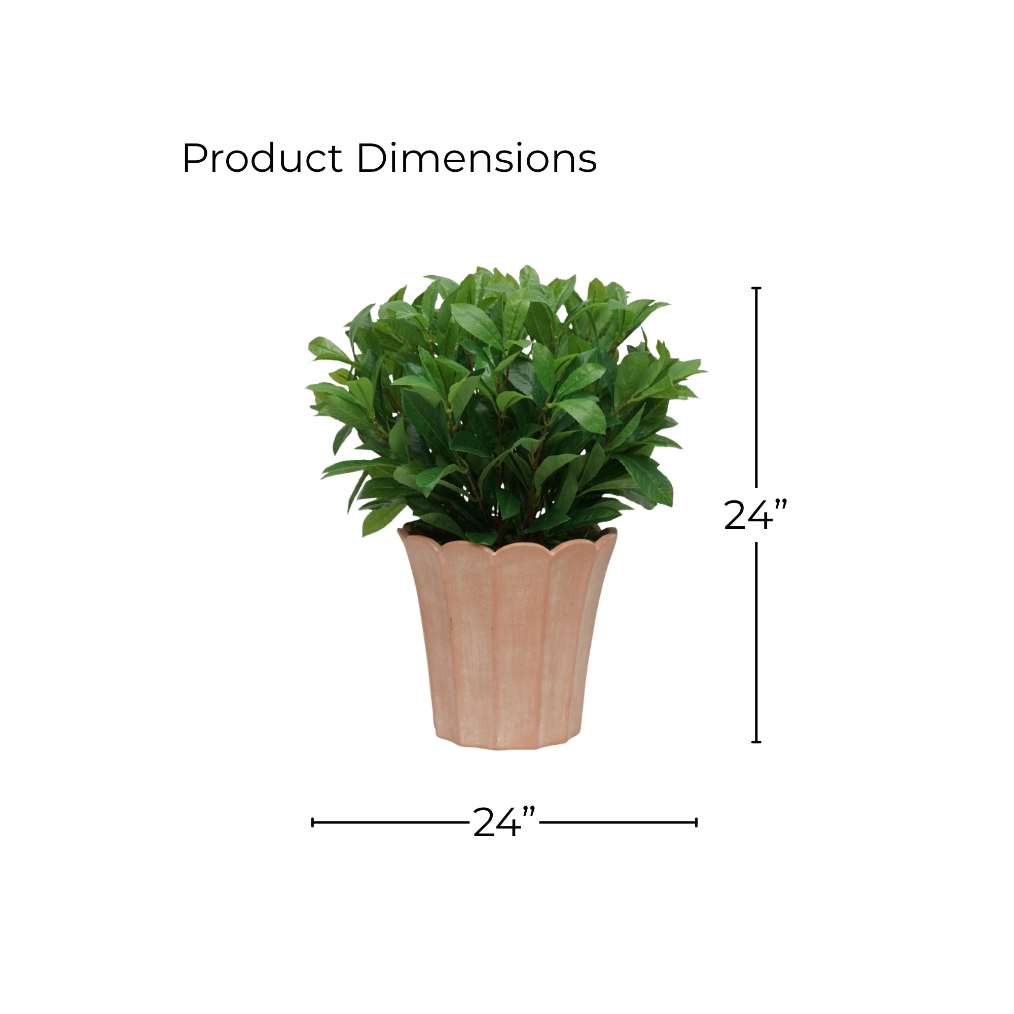 24" Laurel Bush in Matte Light Terracotta Ceramic