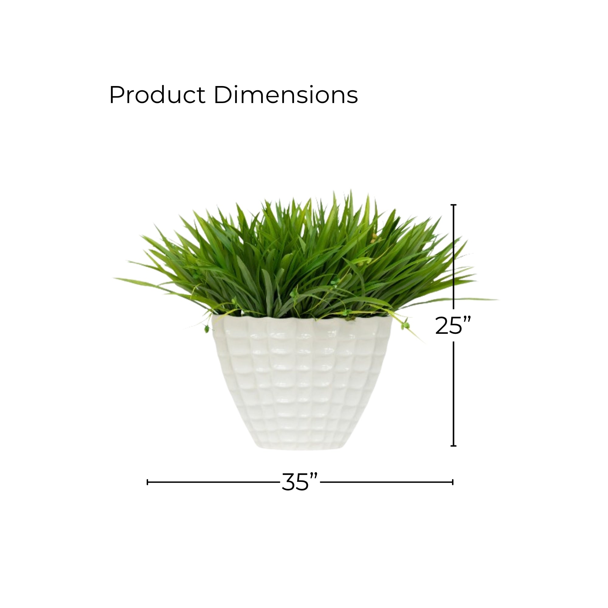 25" Wild Grass in Glossy White Ceramic
