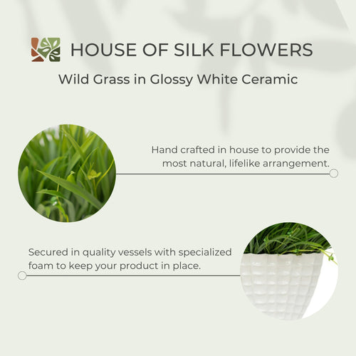 25" Wild Grass in Glossy White Ceramic
