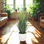 Faux grass in white glossy tapered ceramic by house of silk flowers environment