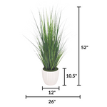 Faux grass in white glossy tapered ceramic by house of silk flowers measurements
