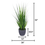 Faux grass in black glossy tapered ceramic by house of silk flowers  measurements