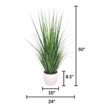 Faux grass in white glossy tapered ceramic by house of silk flowers  measurements