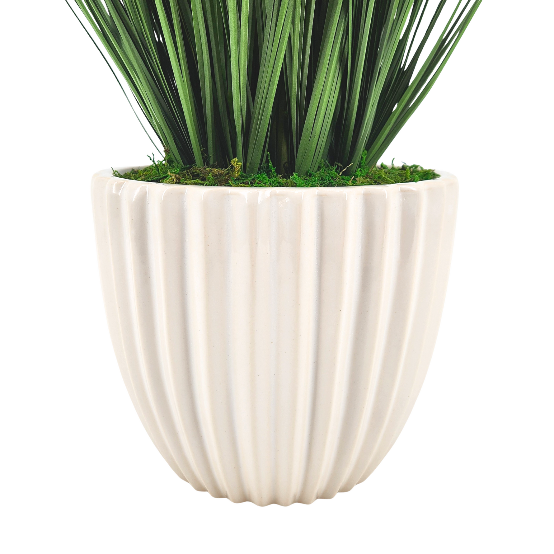 Faux grass in white glossy tapered ceramic by house of silk flowers bottom