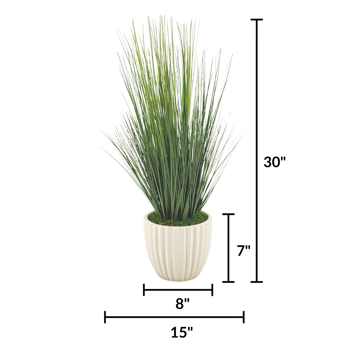 Faux grass in white glossy tapered ceramic by house of silk flowers measurements
