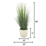 Faux grass in white glossy tapered ceramic by house of silk flowers measurements