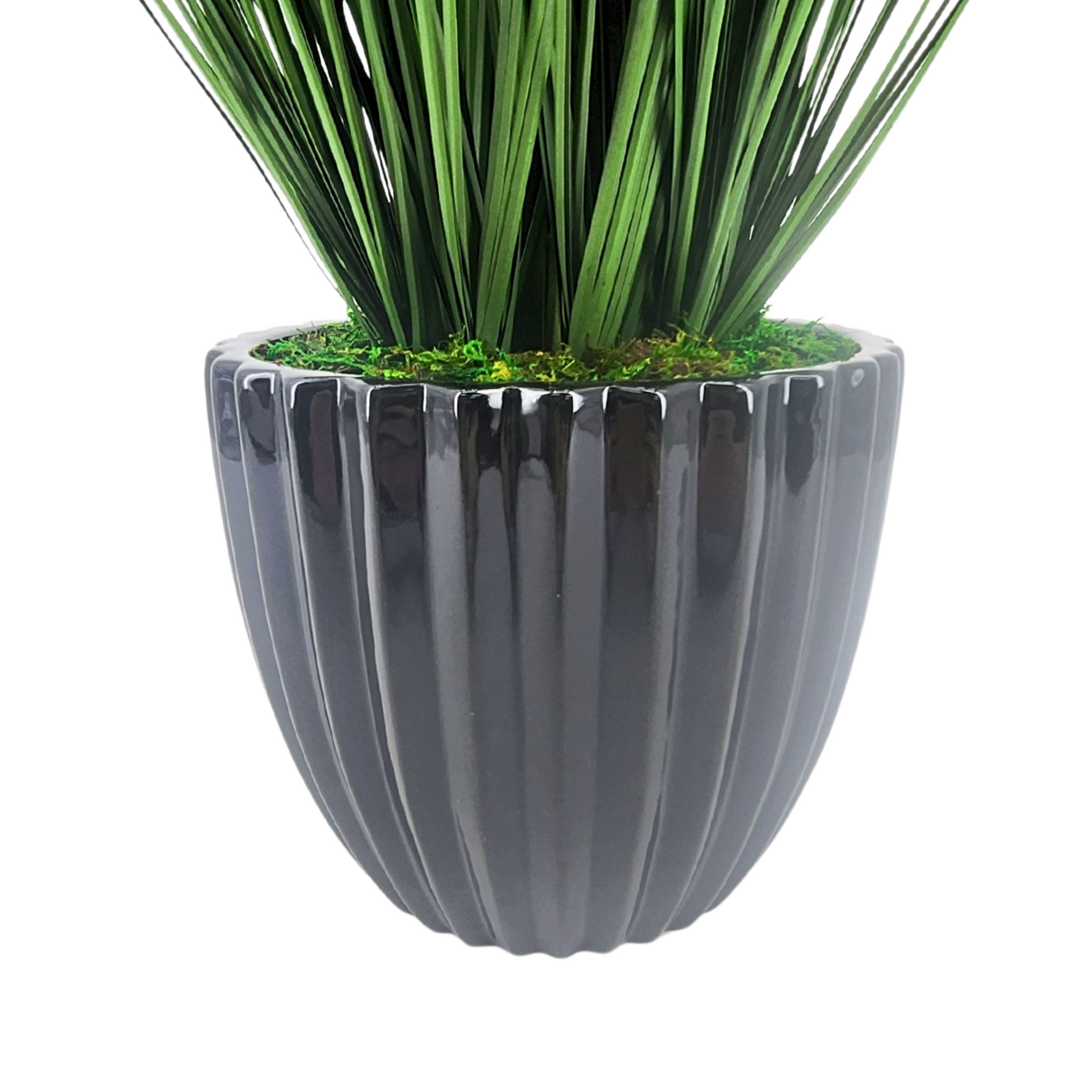 Faux grass in black glossy tapered ceramic by house of silk flowers bottom