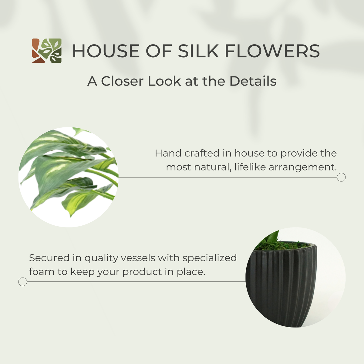 23" Faux Hosta in Matte Black Ribbed Ceramic