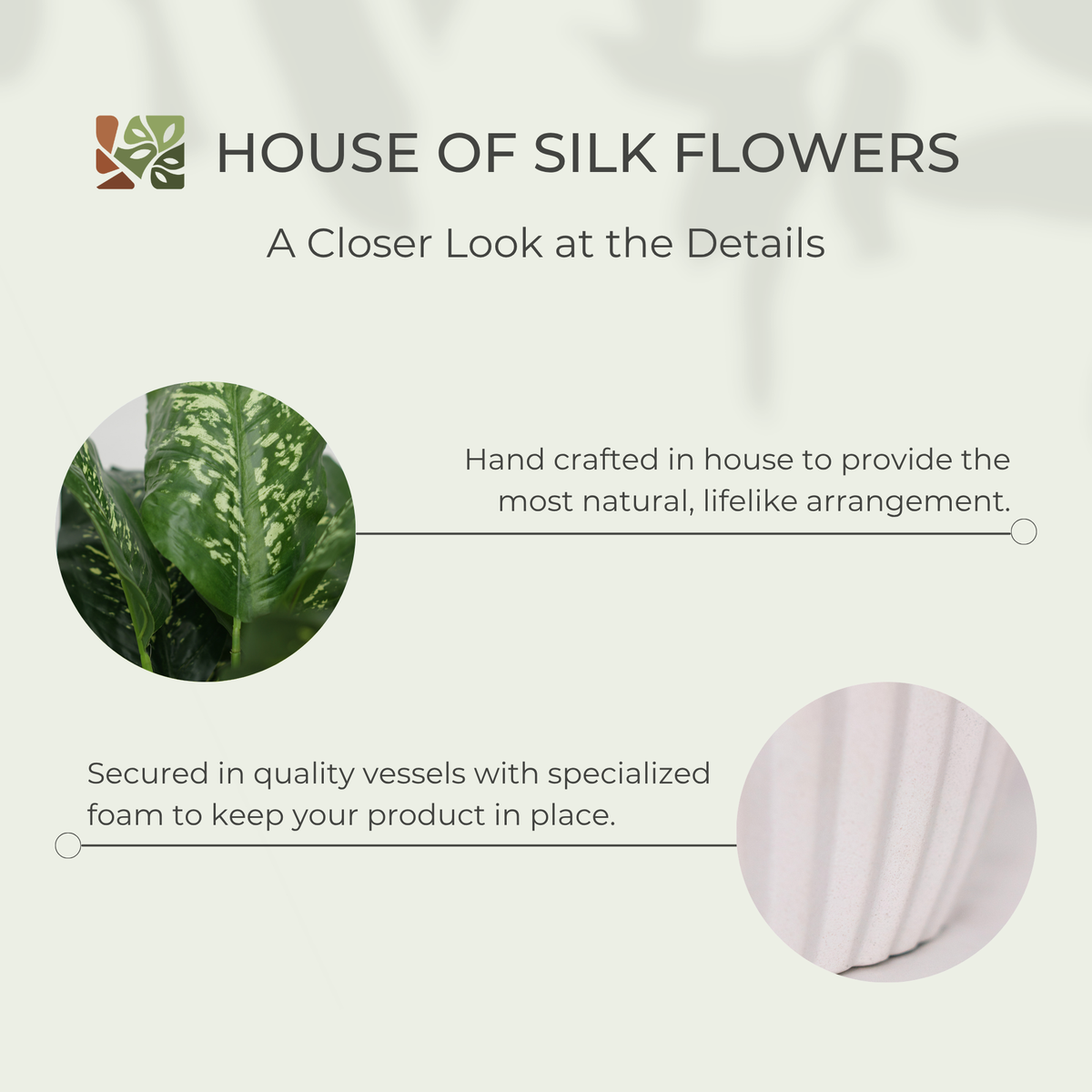 32" Dieffenbachia in Stone Wash White Ceramic