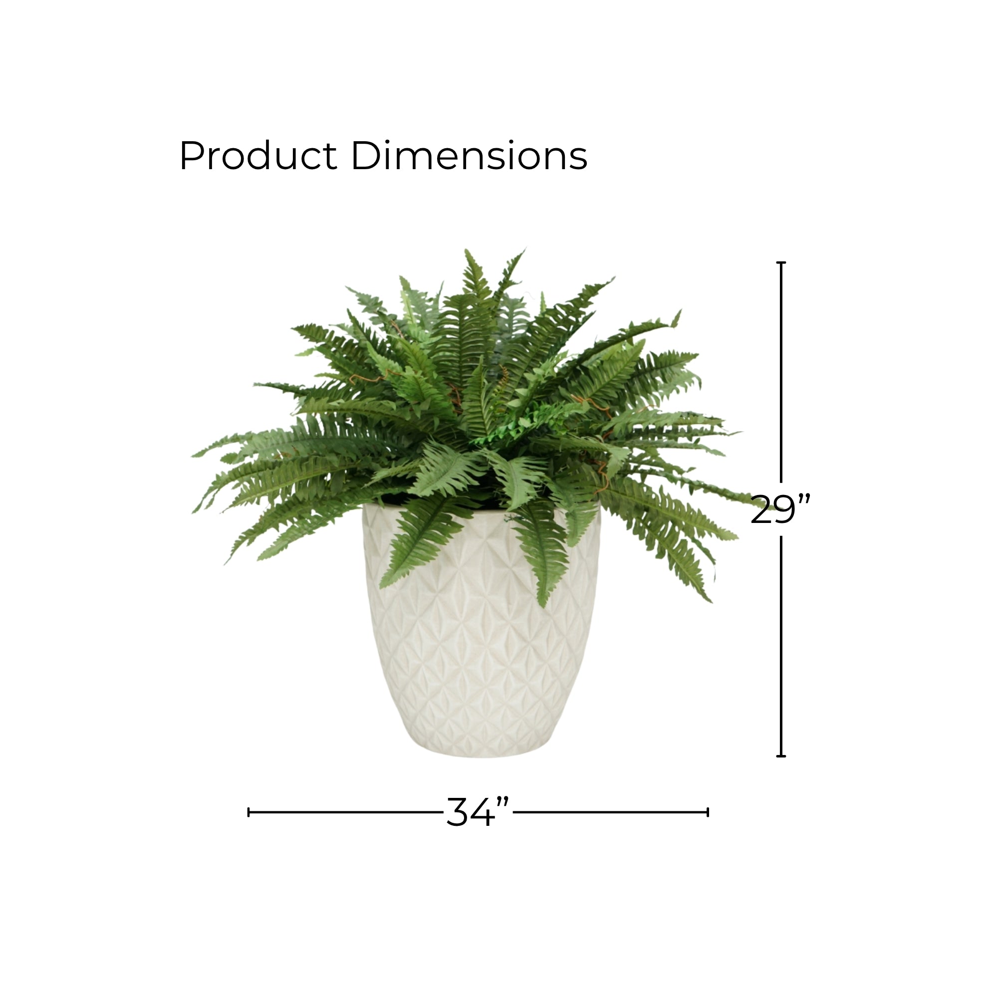 29" Faux Fern in Stone Wash Tapered Ceramic Pot