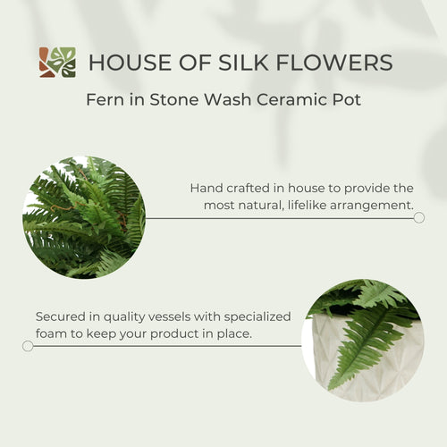 29" Faux Fern in Stone Wash Tapered Ceramic Pot