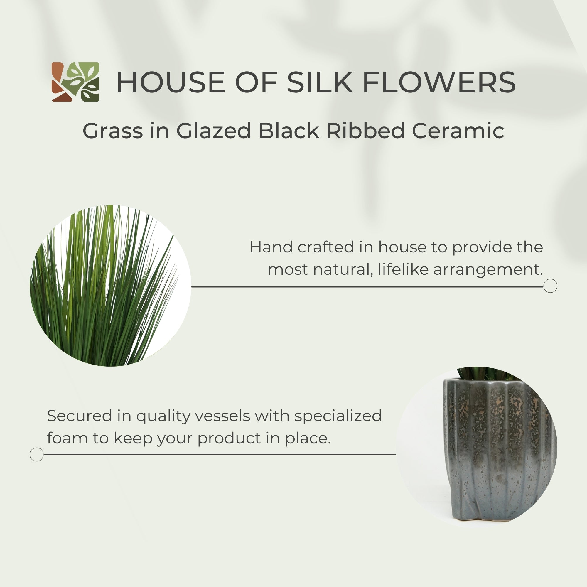 30" Onion Grass in Glazed Black Ribbed Tripod Ceramic