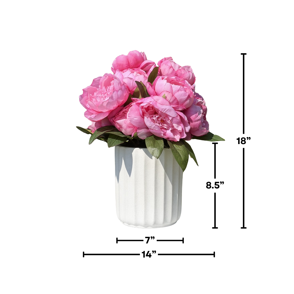 Faux Pink Peonies in Ceramic Cylinder Vessel