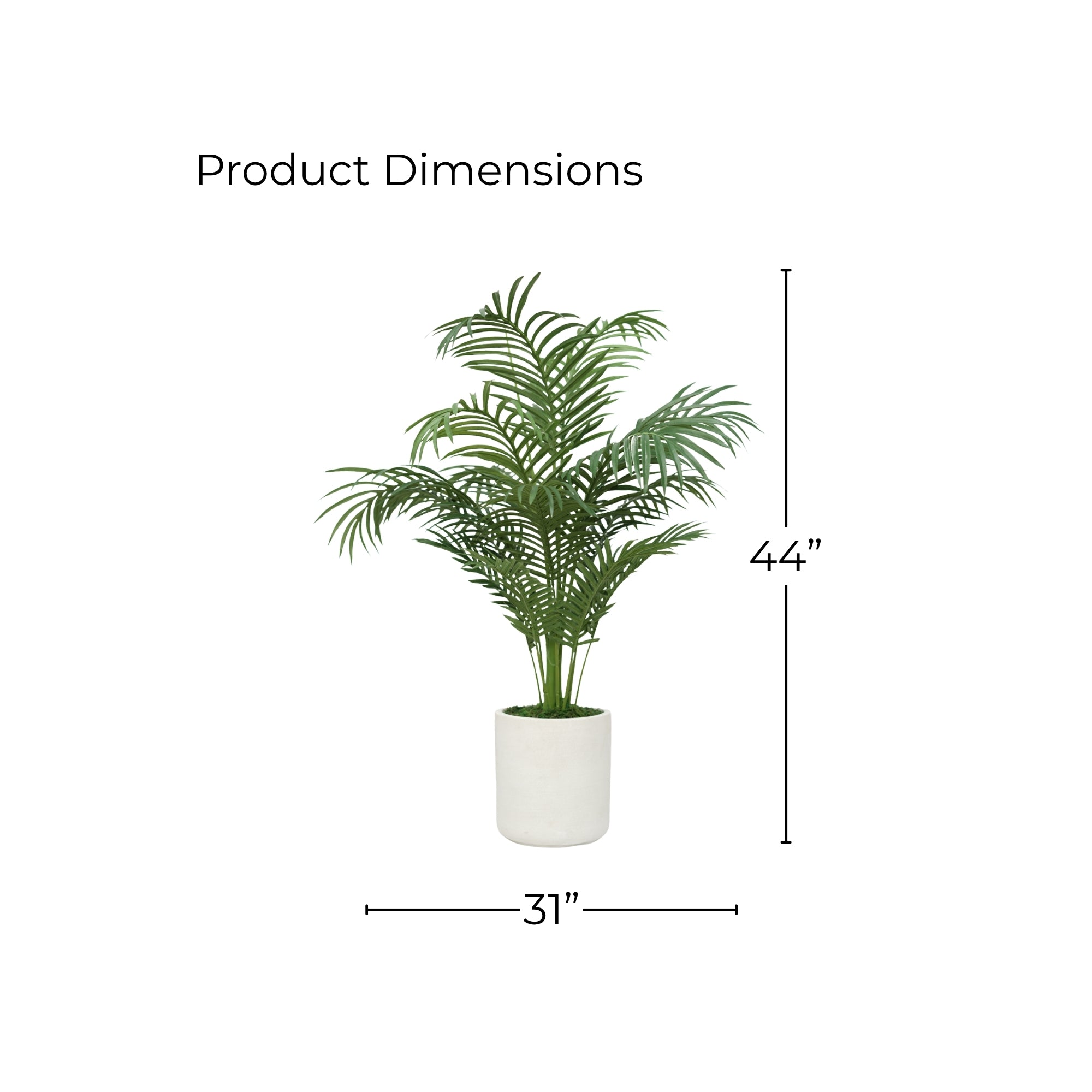 44" Areca Palm in Stone Wash White Ceramic