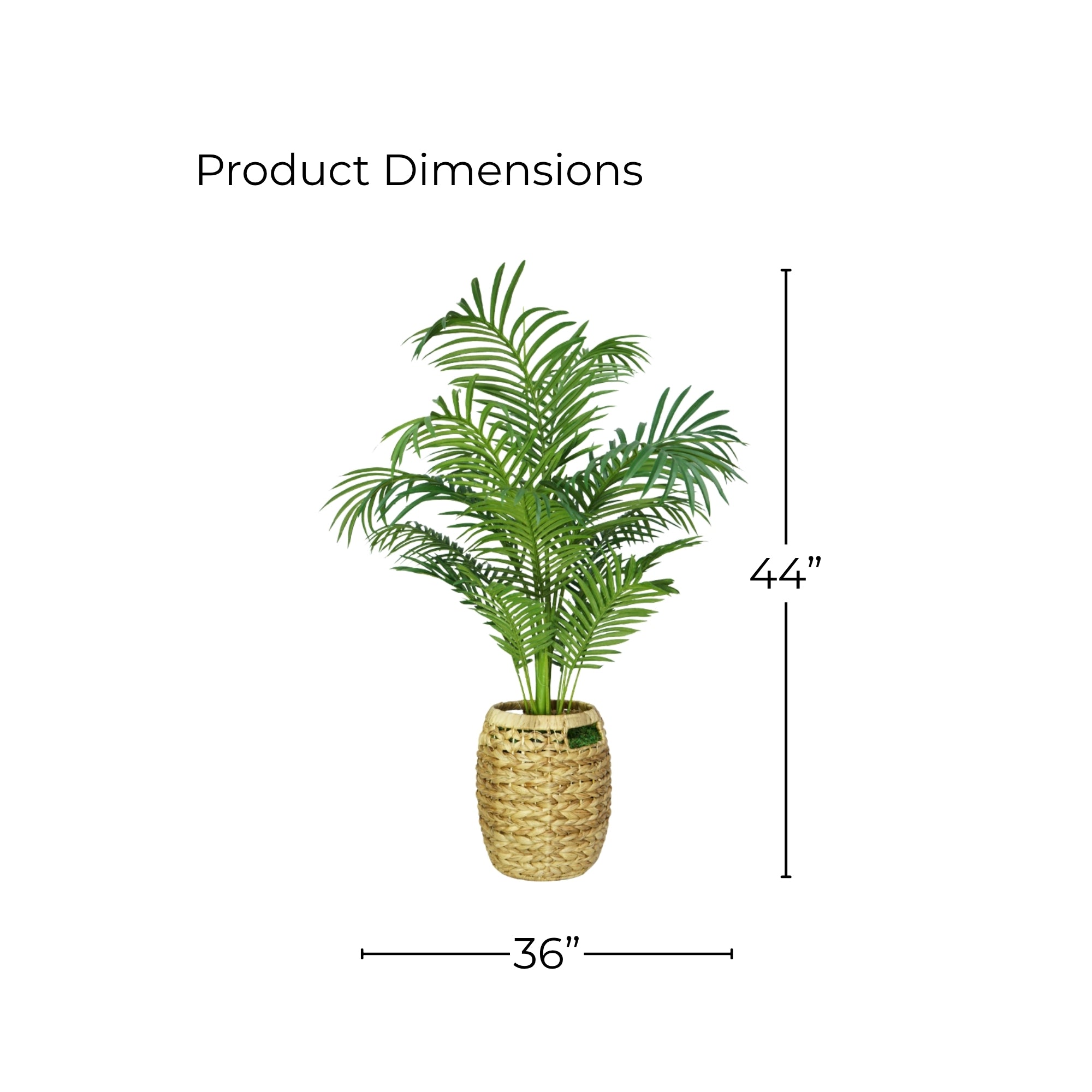 44" Faux Areca Palm in a Natural Hyacinth Tapered Basket