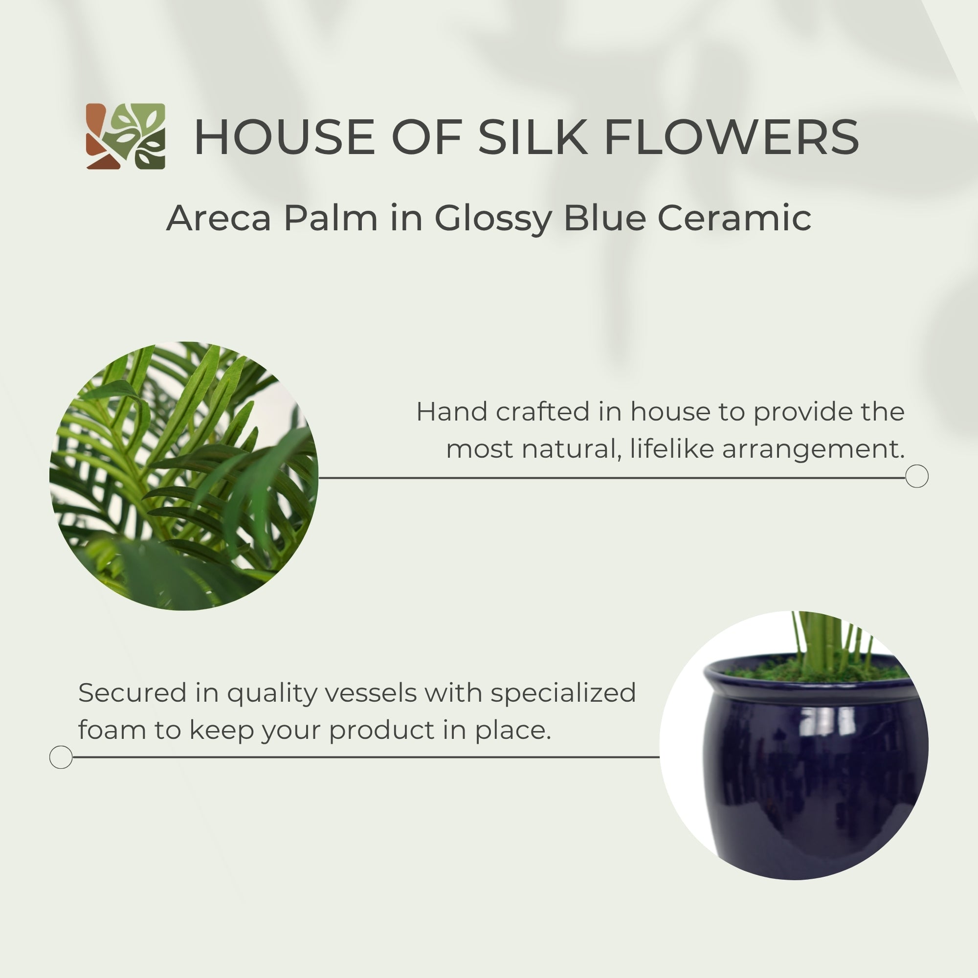 48" Areca Palm in Glossy Blue Ceramic