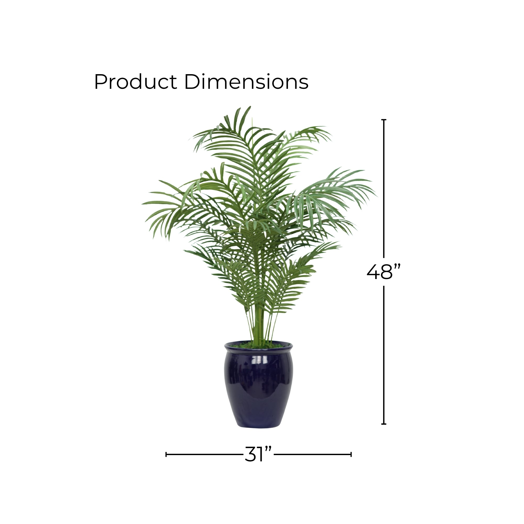 48" Areca Palm in Glossy Blue Ceramic
