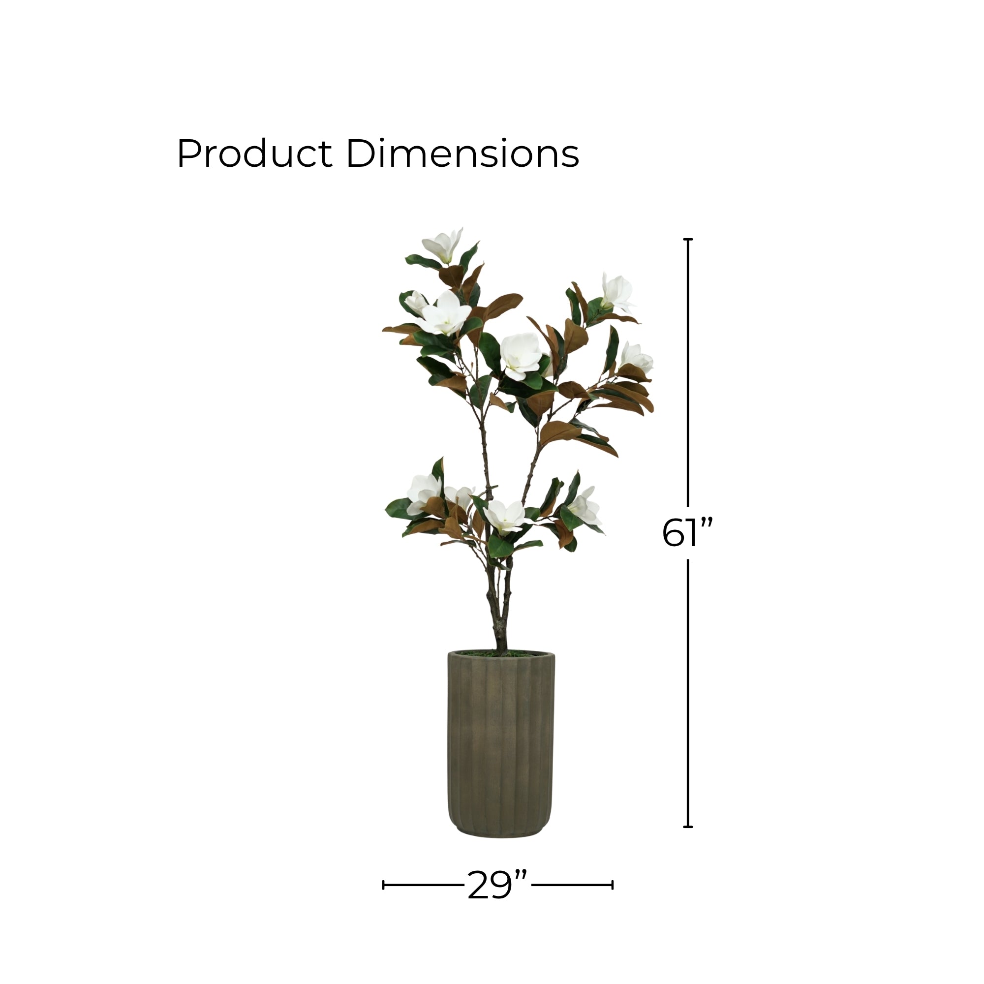 61" Magnolia Tree in Cement Gray Ceramic