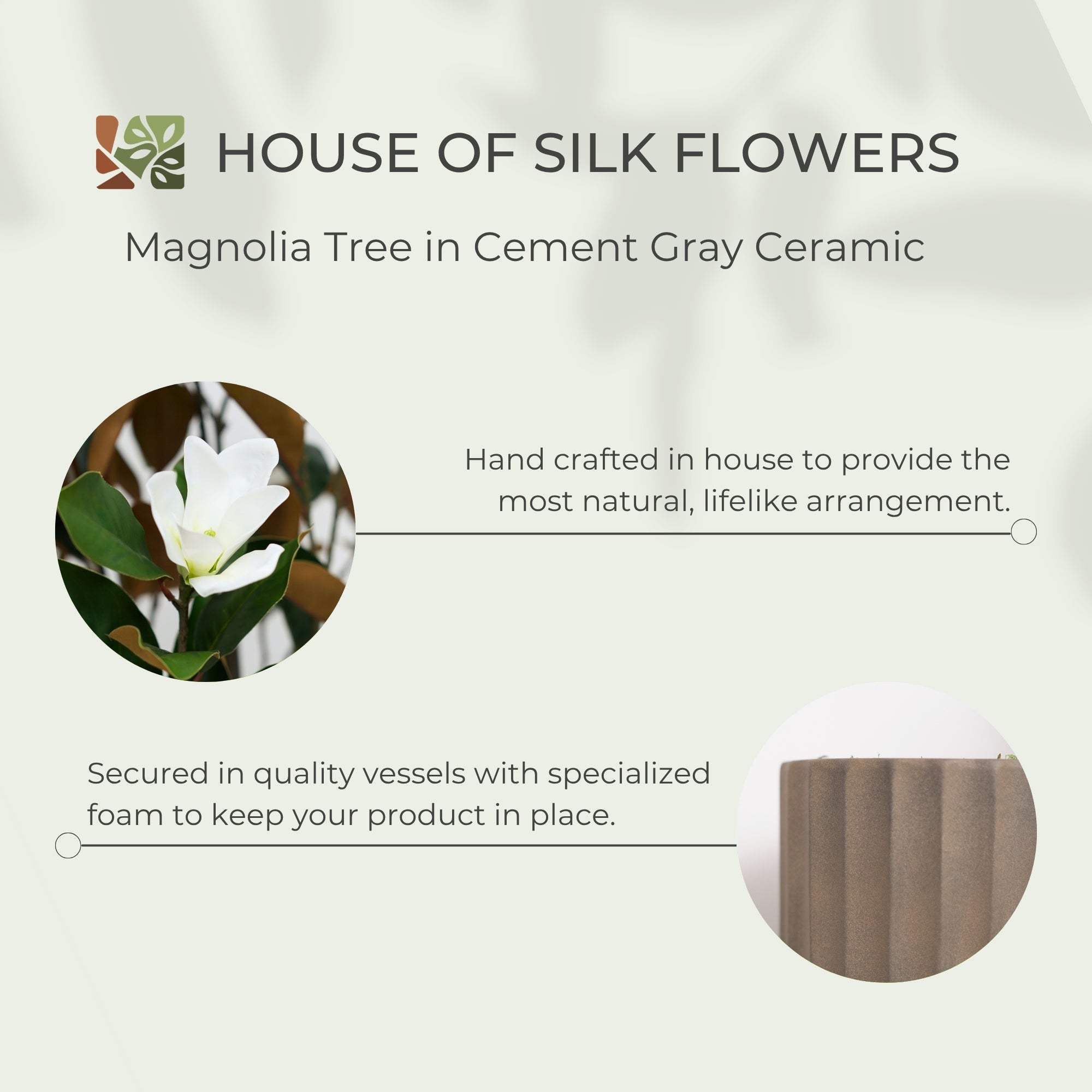 61" Magnolia Tree in Cement Gray Ceramic