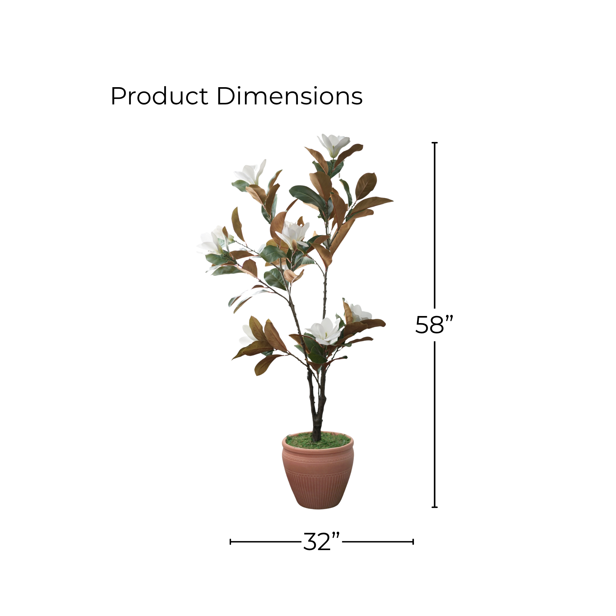 58" Magnolia Tree in Matte Medium Terracotta Ceramic