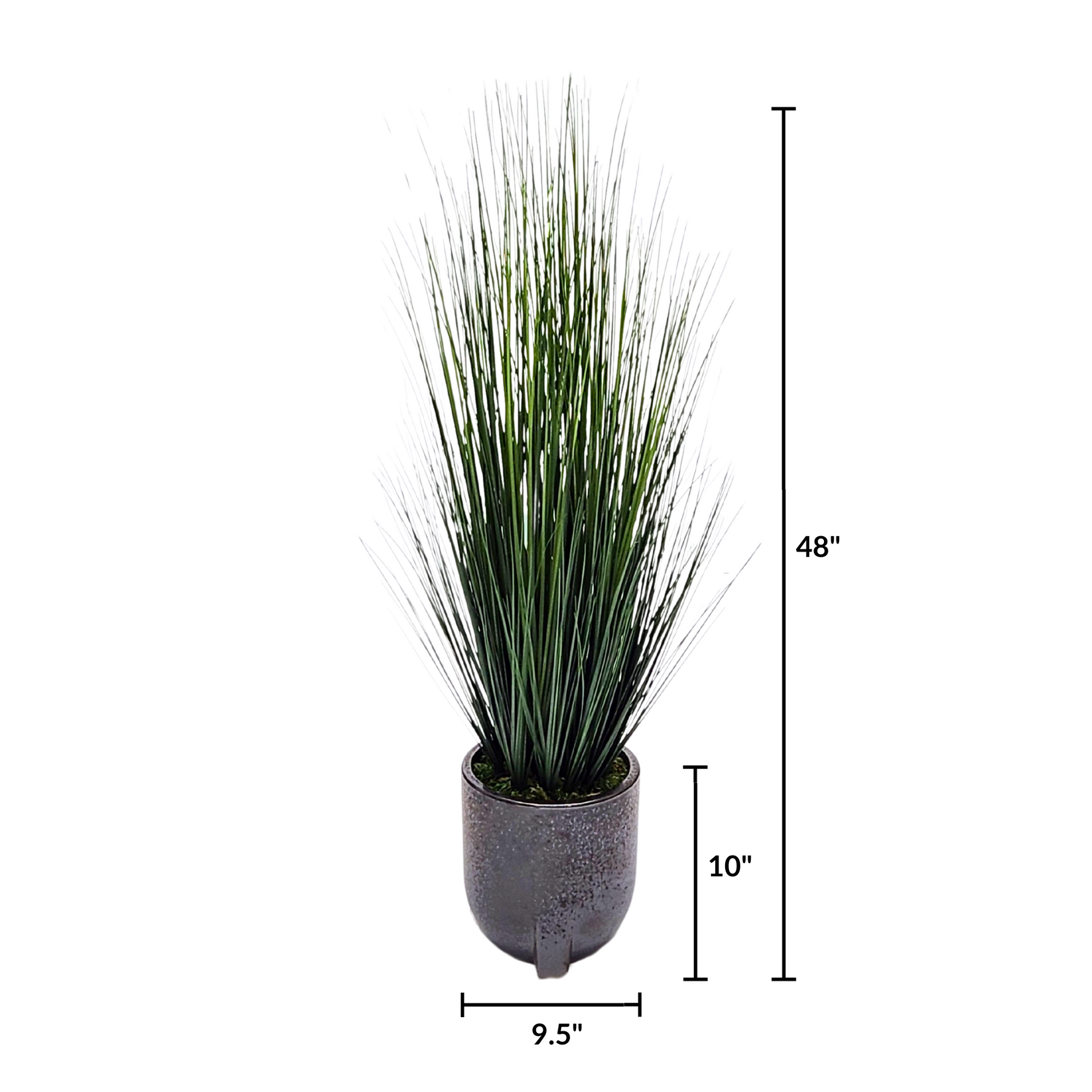 Artificial 48" Grass in Medium Black Tripod Ceramic Measurements