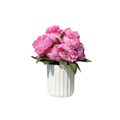 18" Faux Pink Peonies in Ceramic Cylinder Vessel