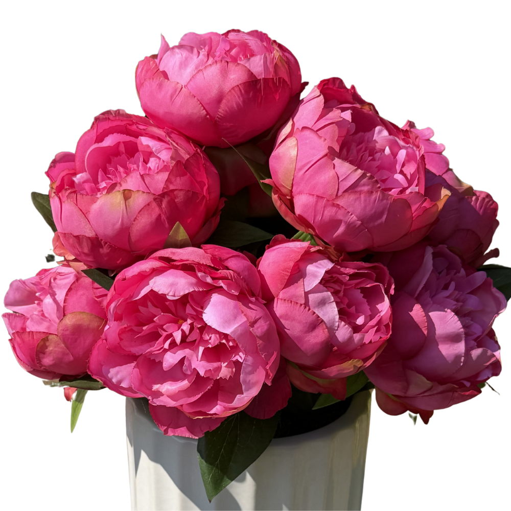 Faux Pink Peonies in Ceramic Cylinder Vessel