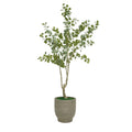 84" Faux Eucalyptus Tree in Cement Gray Ceramic