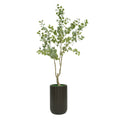 90" Faux Eucalyptus Tree in Matte Black Ceramic