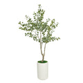 90" Faux Eucalyptus Tree in Glossy White Ceramic