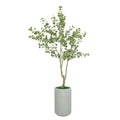 90" Faux Eucalyptus Tree in Stone Wash Gray Ceramic