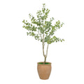 86" Faux Eucalyptus Tree in Matte Medium Terracotta Ceramic