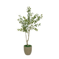 84" Faux Eucalyptus Tree in Cement Gray Ceramic